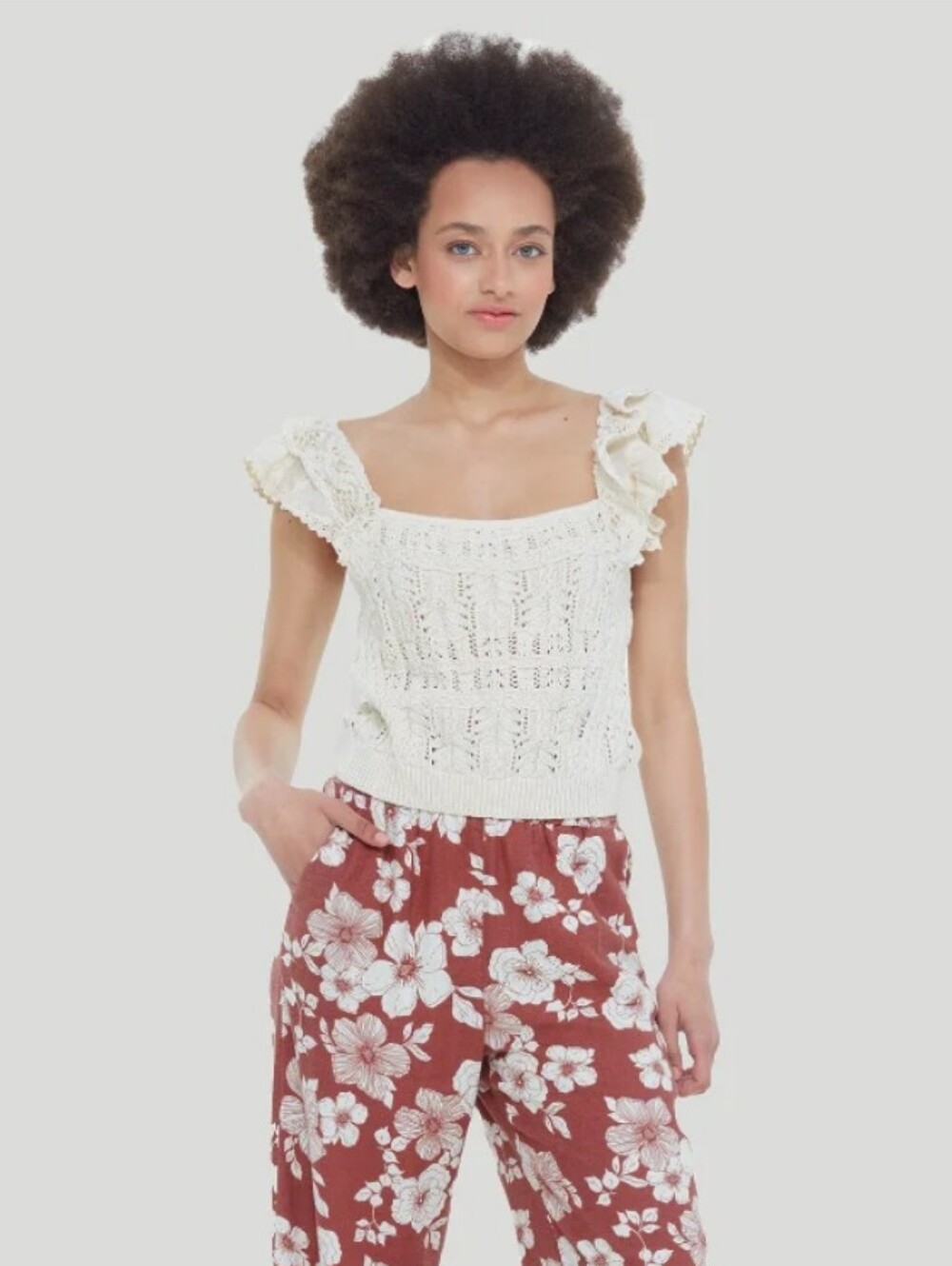 Dex Free People Crochet Ruffle Tank